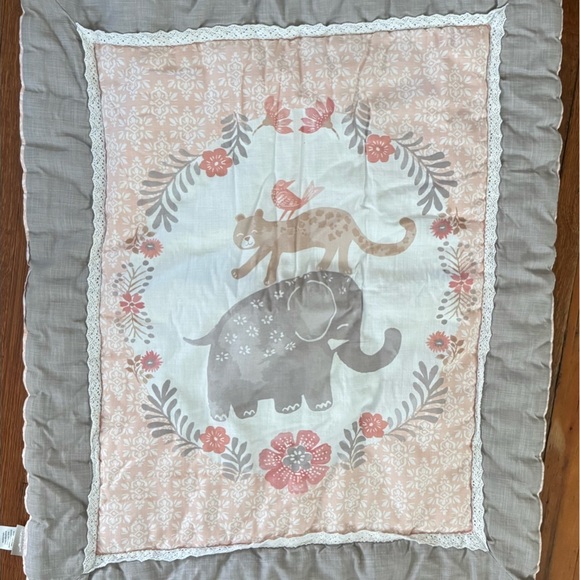 Elephant and Floral Baby Quilt - Gray and Pink - Picture 5 of 6